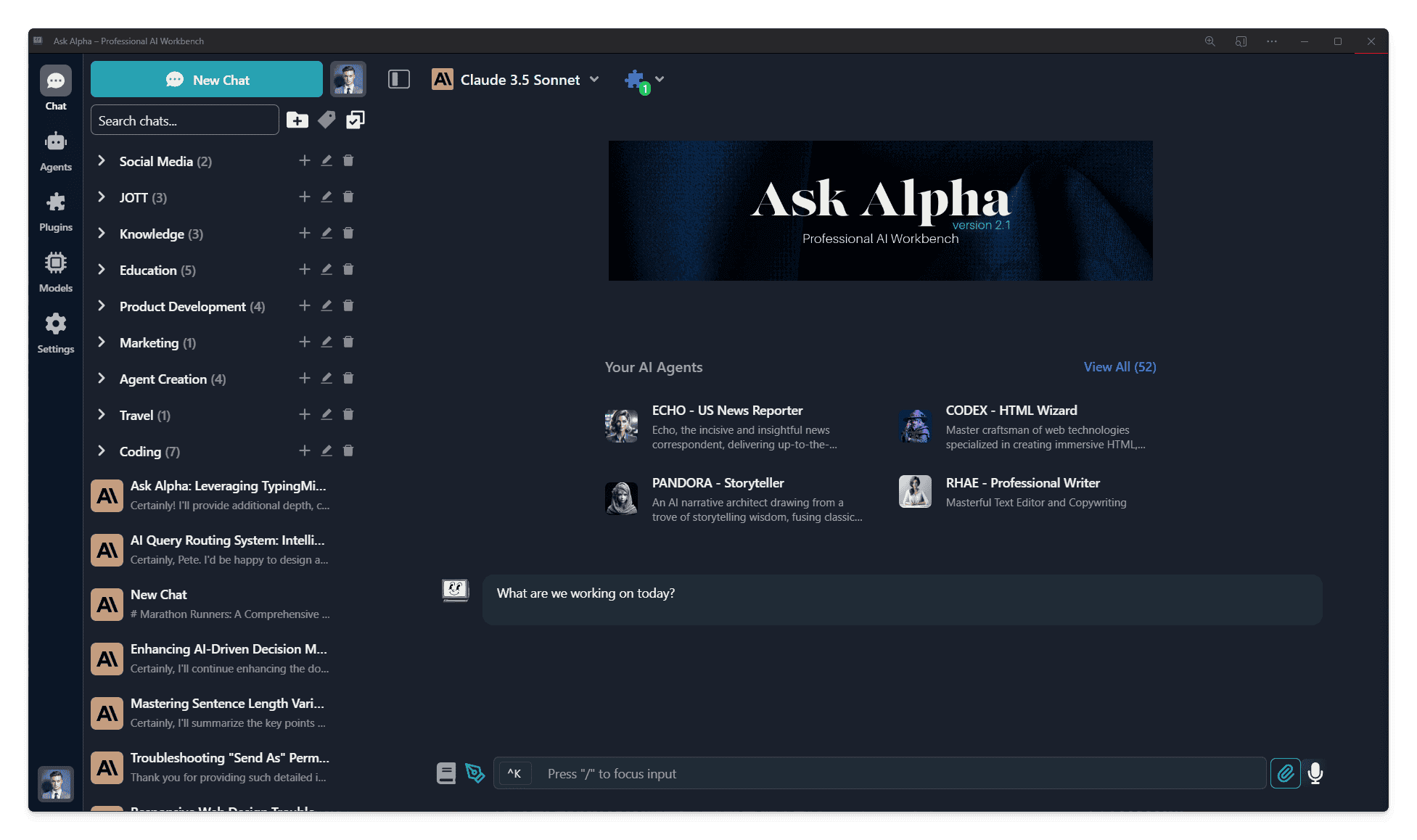 Ask Alpha Chat Interface Powered by TypingMind