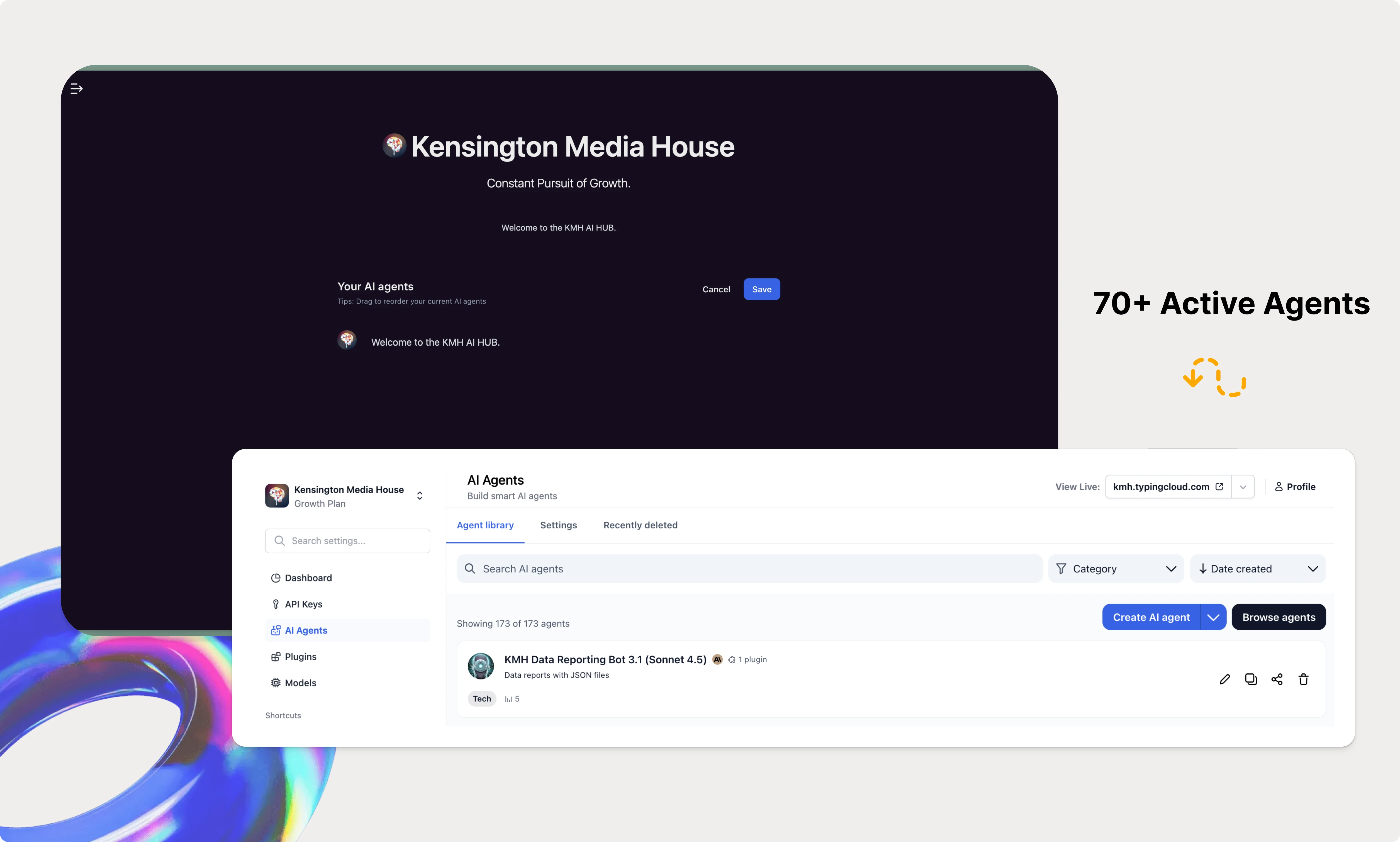 Kensington Media House's active agents powered by TypingMind