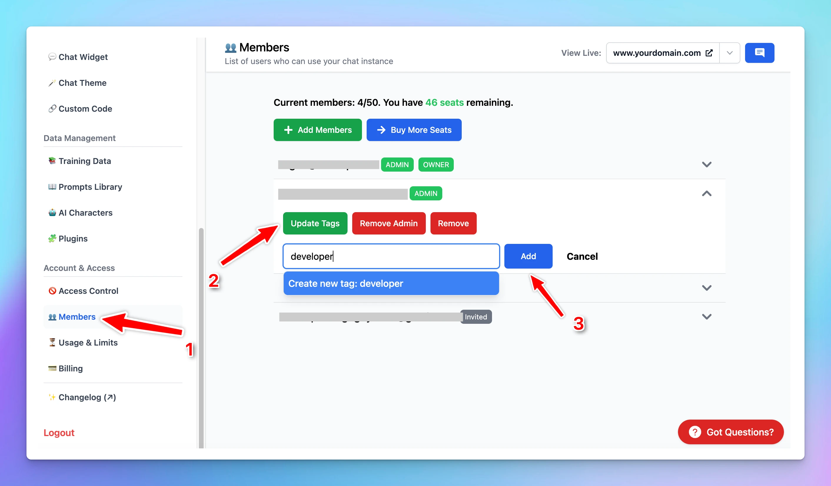 Assign tags and manage access for individuals in your team