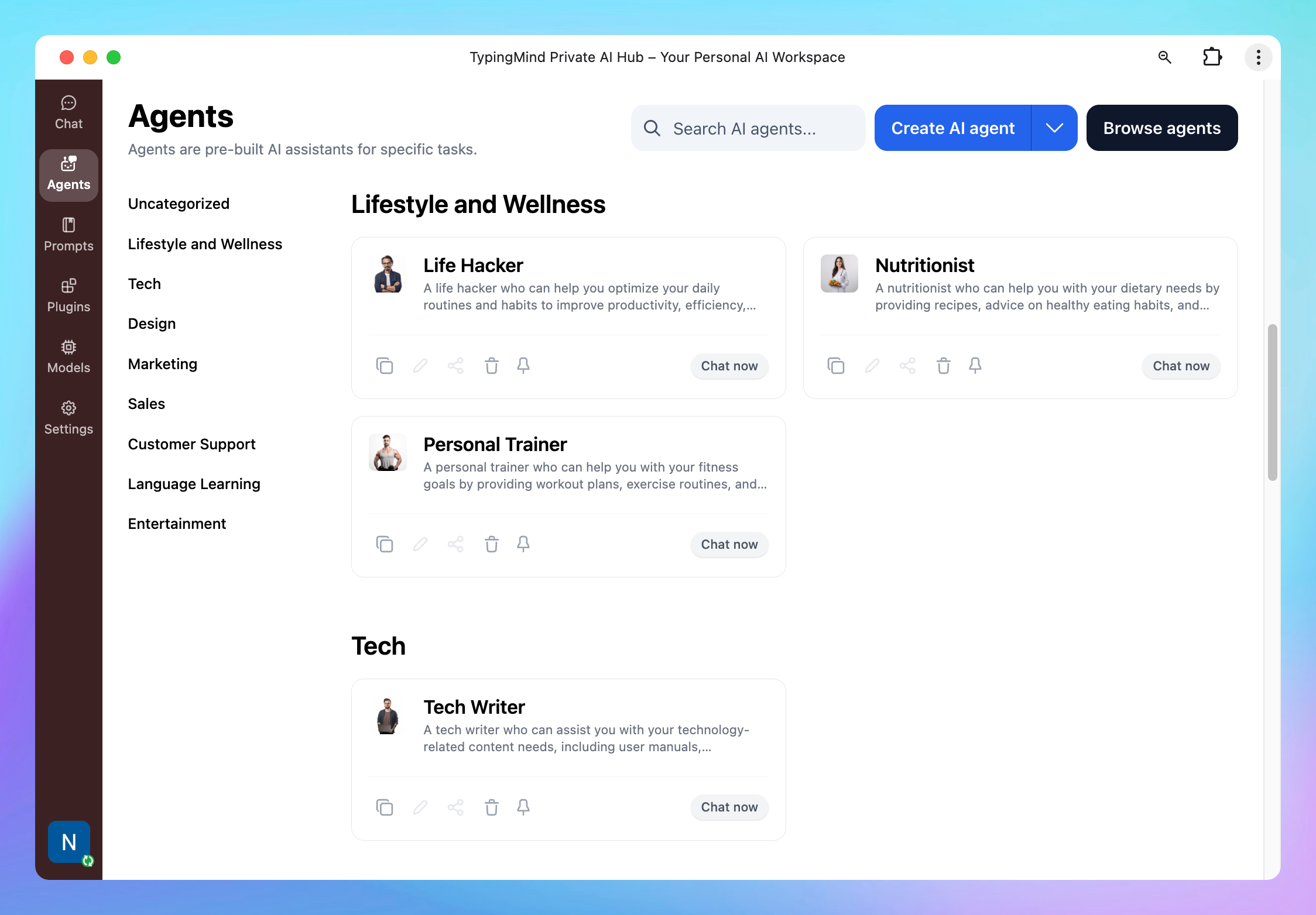 Manage AI agents for your chat interface