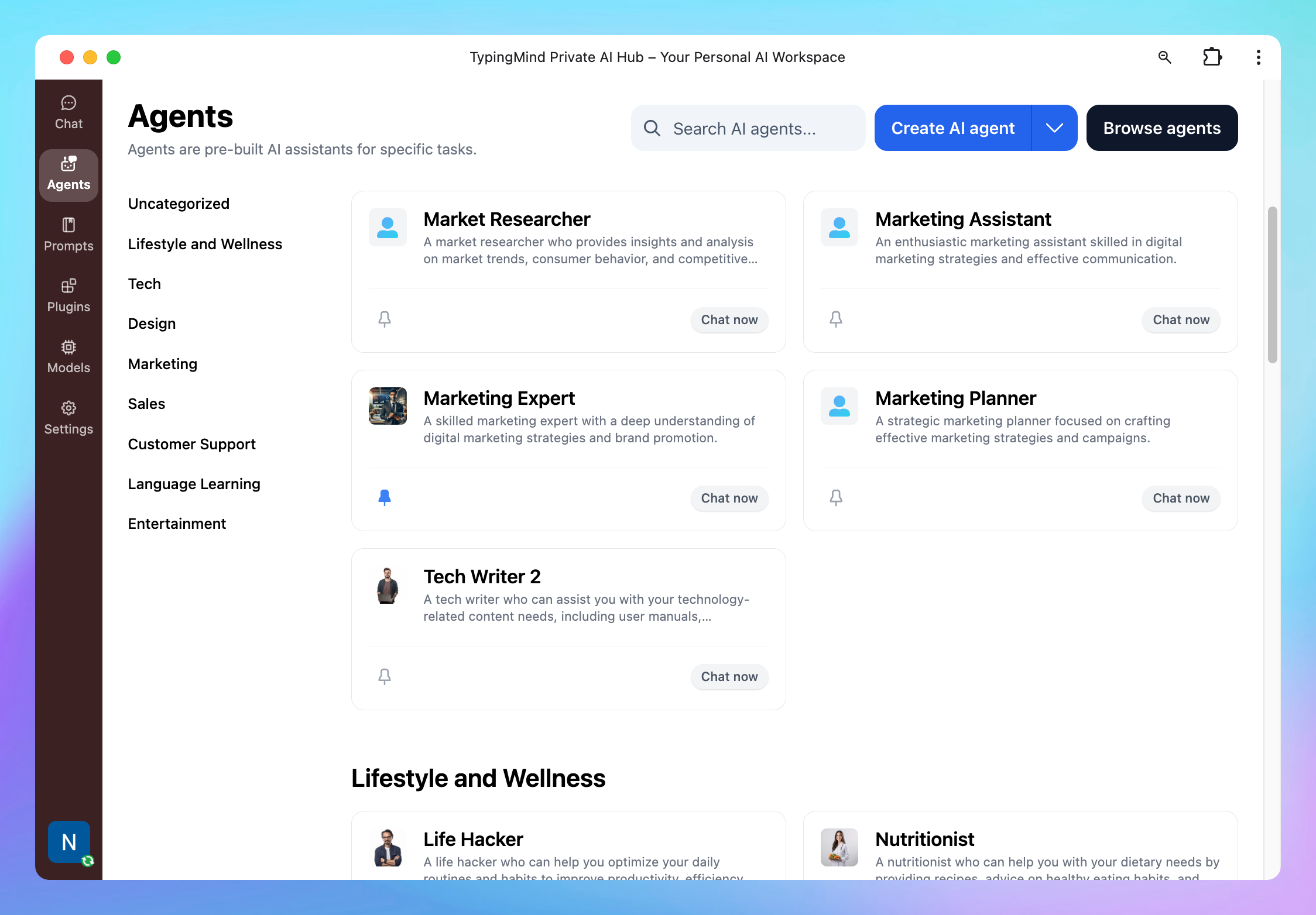 Manage AI agents for your chat interface