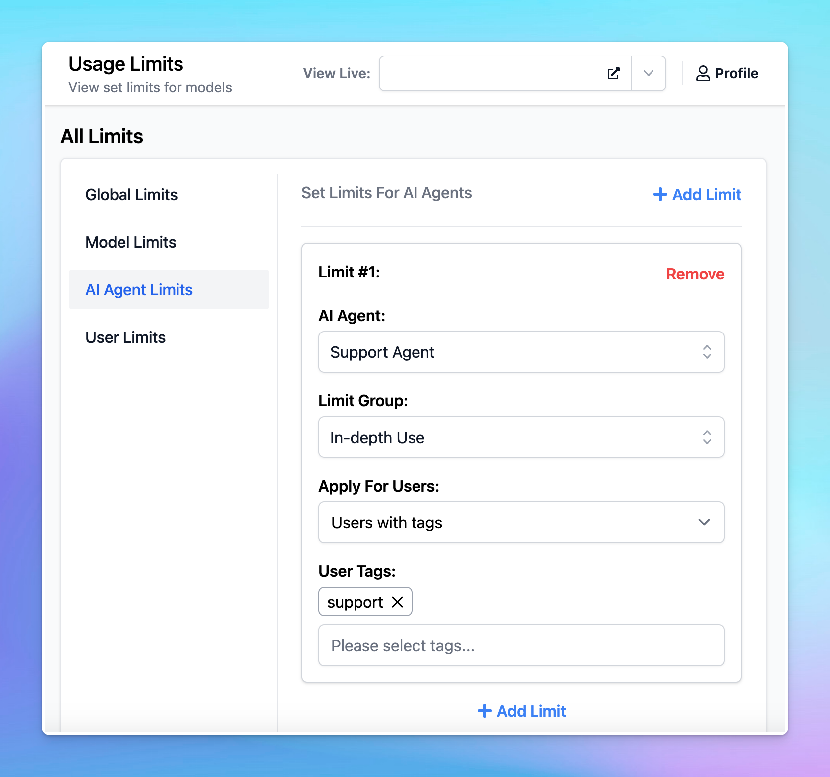 Gain the control over model availability and usage limits