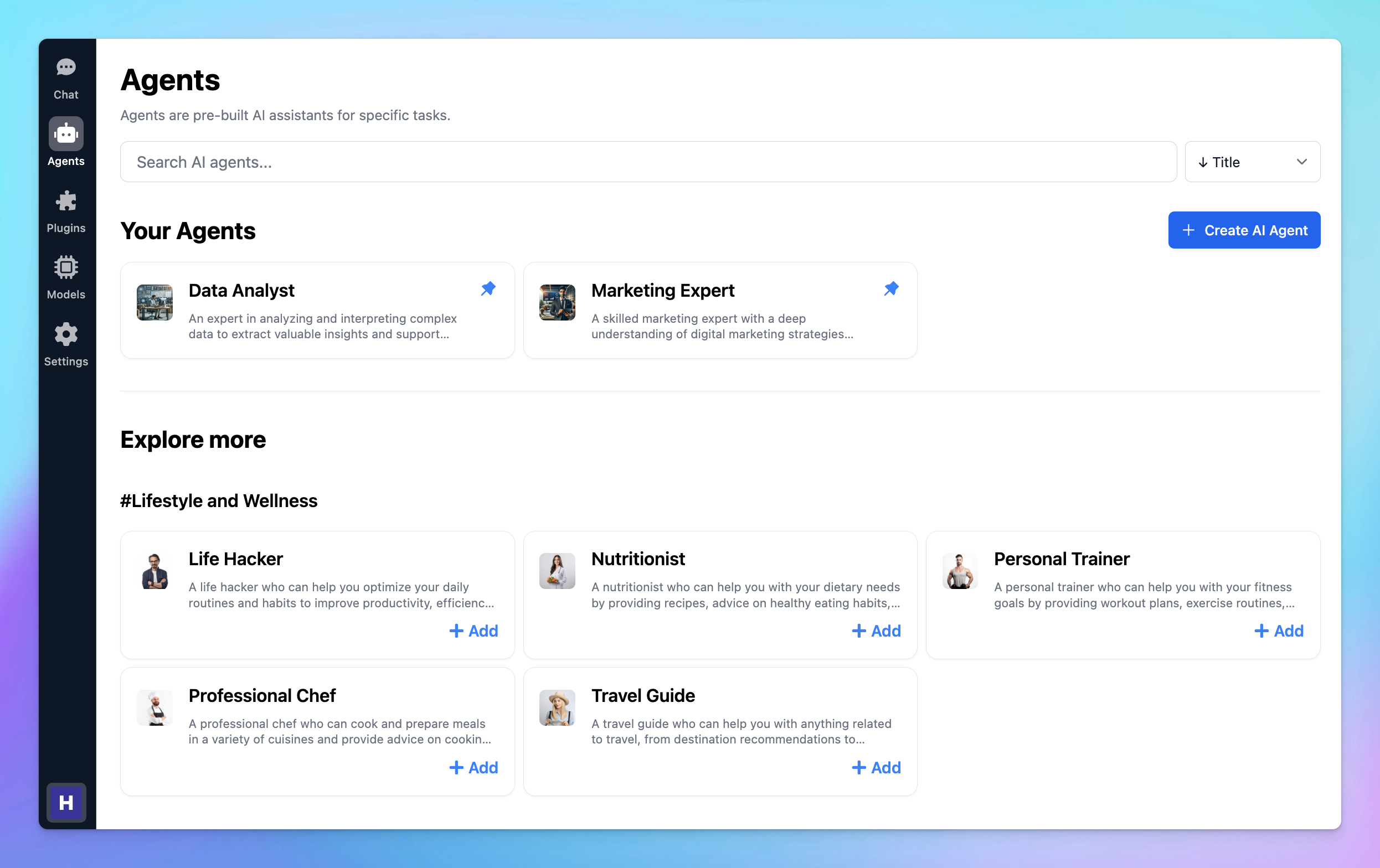 Manage AI agents for your chat interface