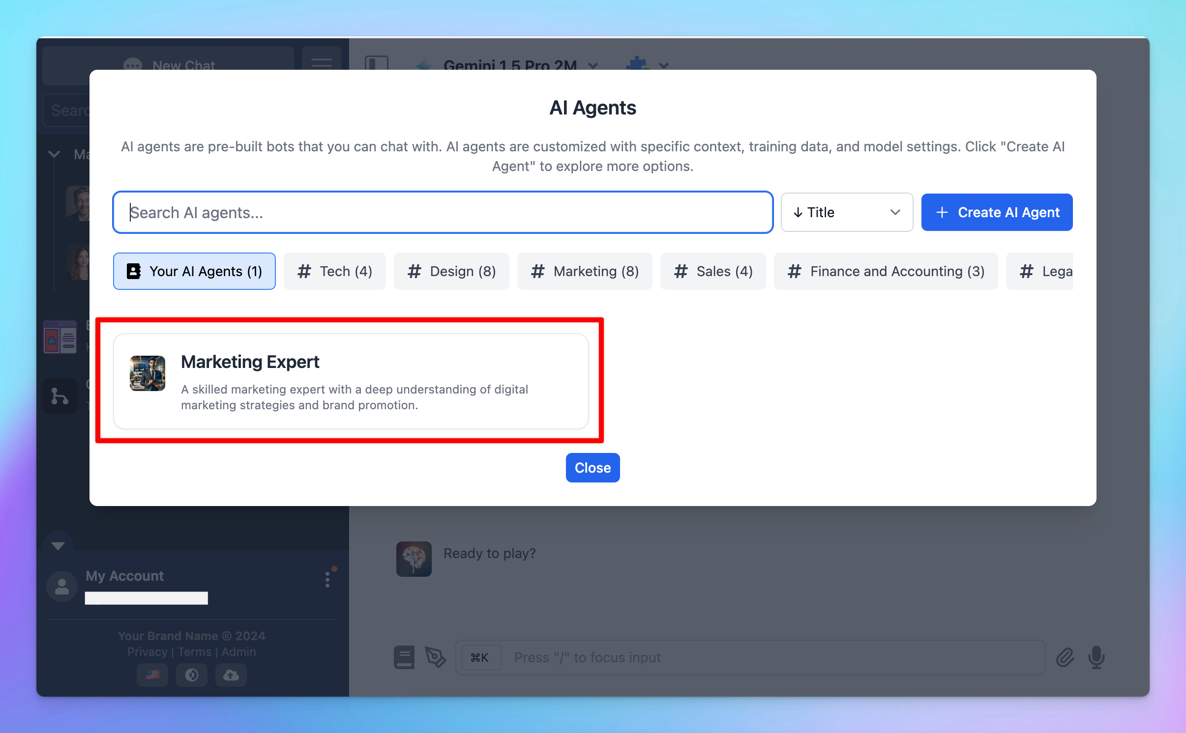 Manage AI agents for your chat interface