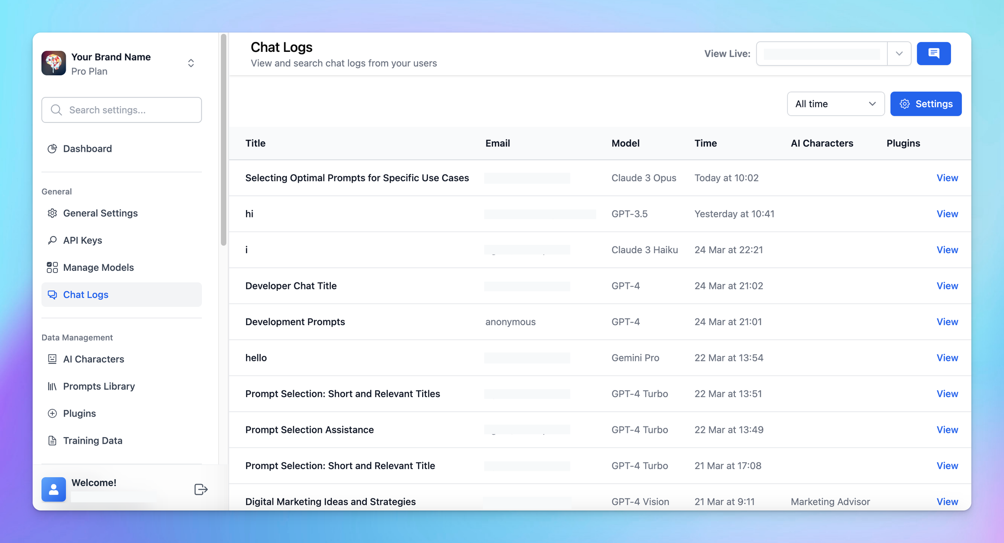 Log user chat activity