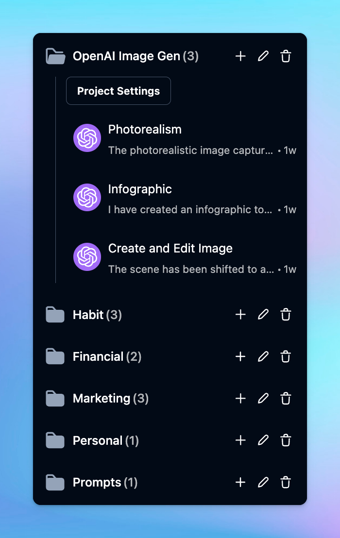 Use TypingMind Projects