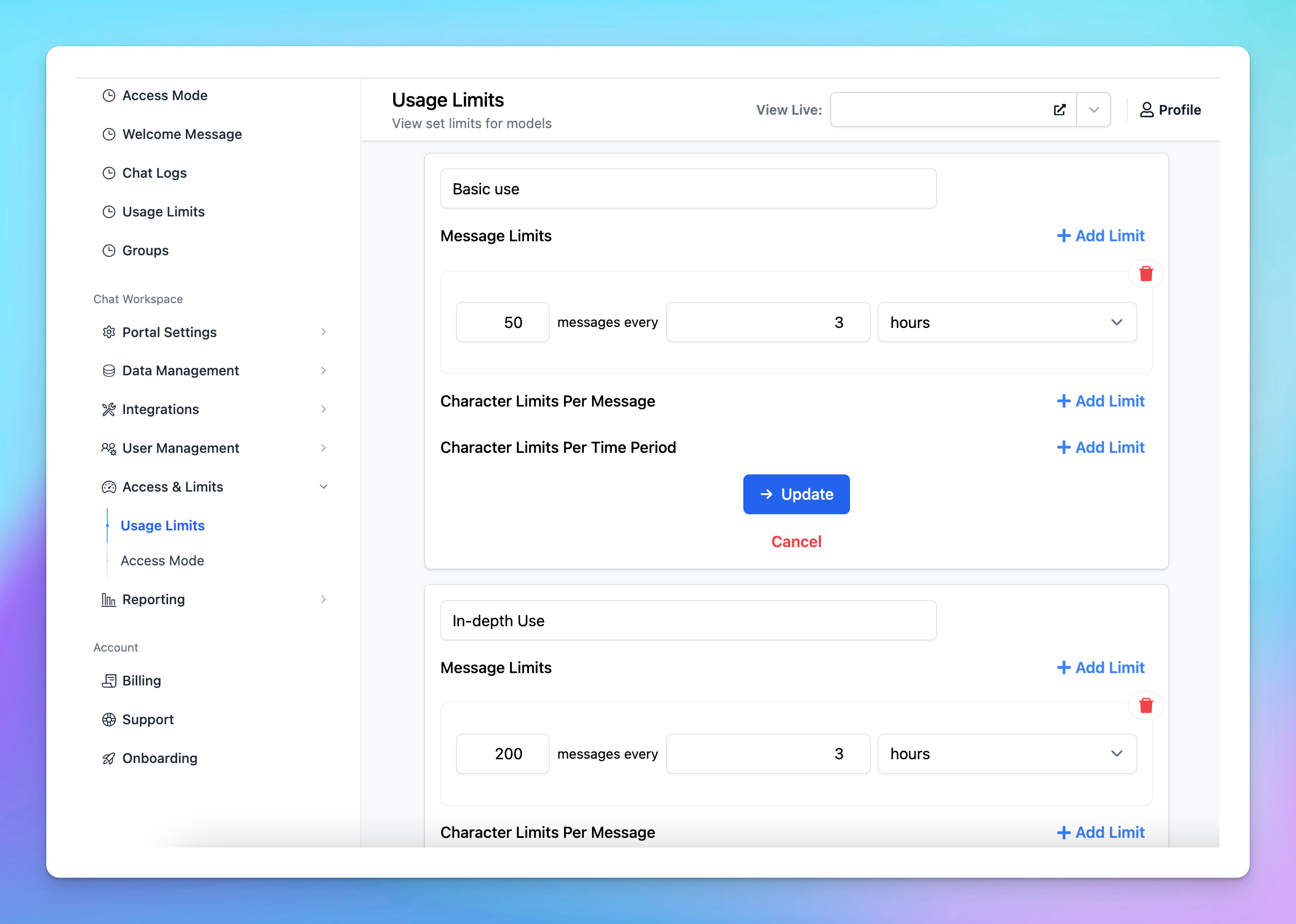 Gain the control over model availability and usage limits