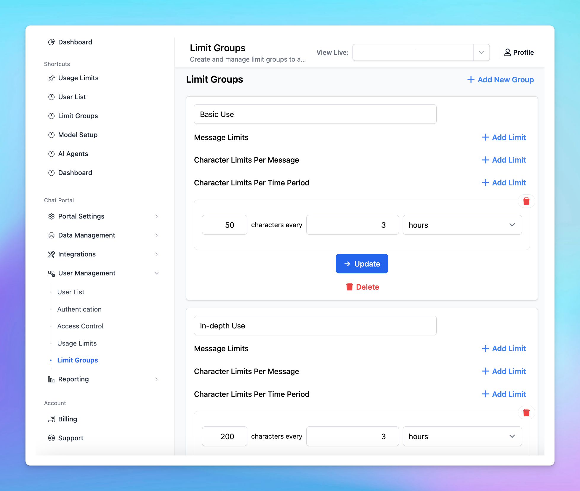 Gain the control over model availability and usage limits