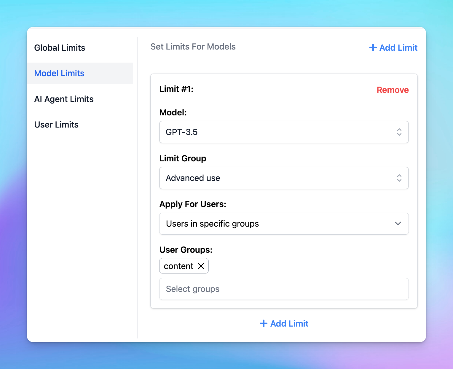 Gain the control over model availability and usage limits