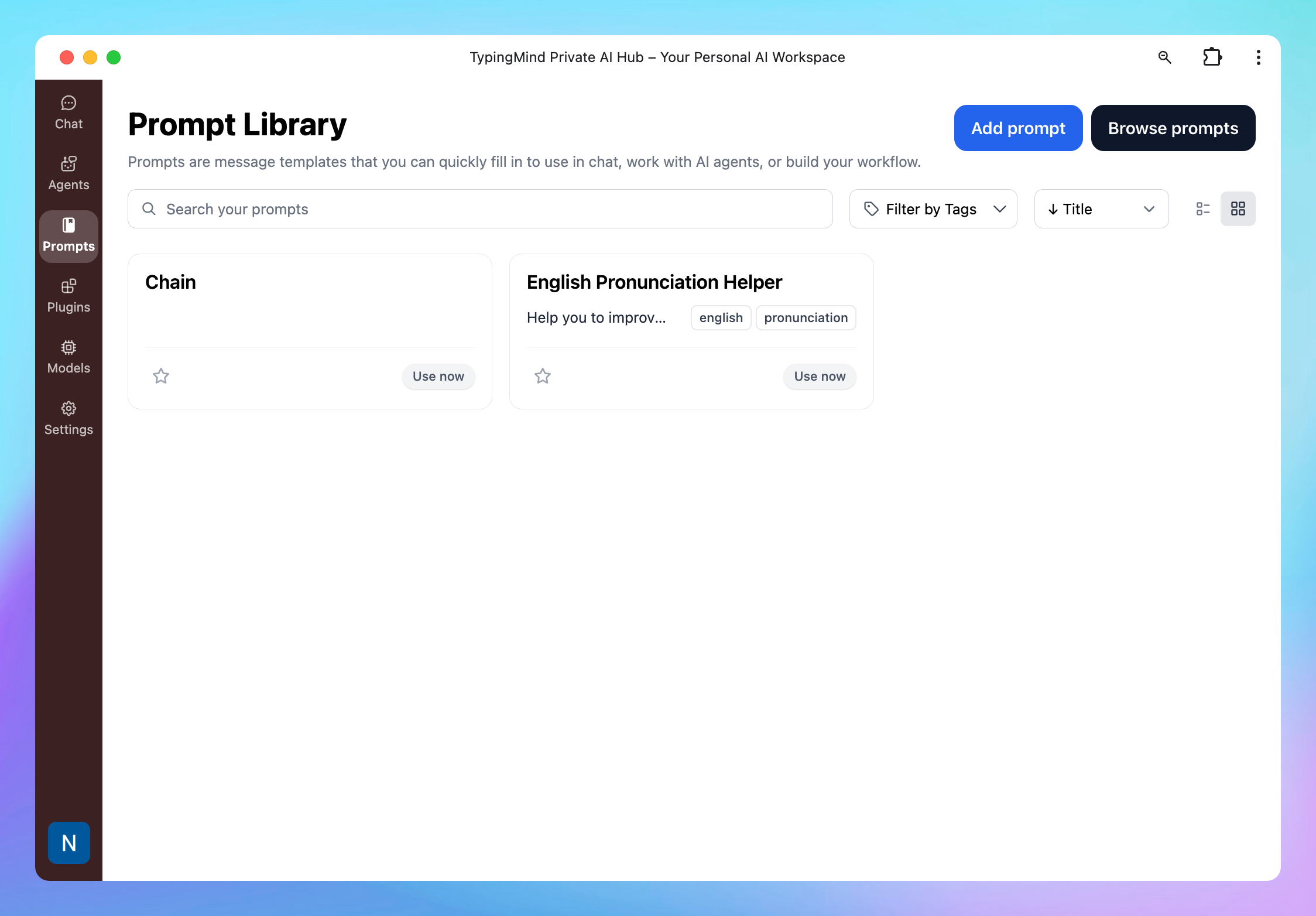 Built-in Prompts for your chat instance