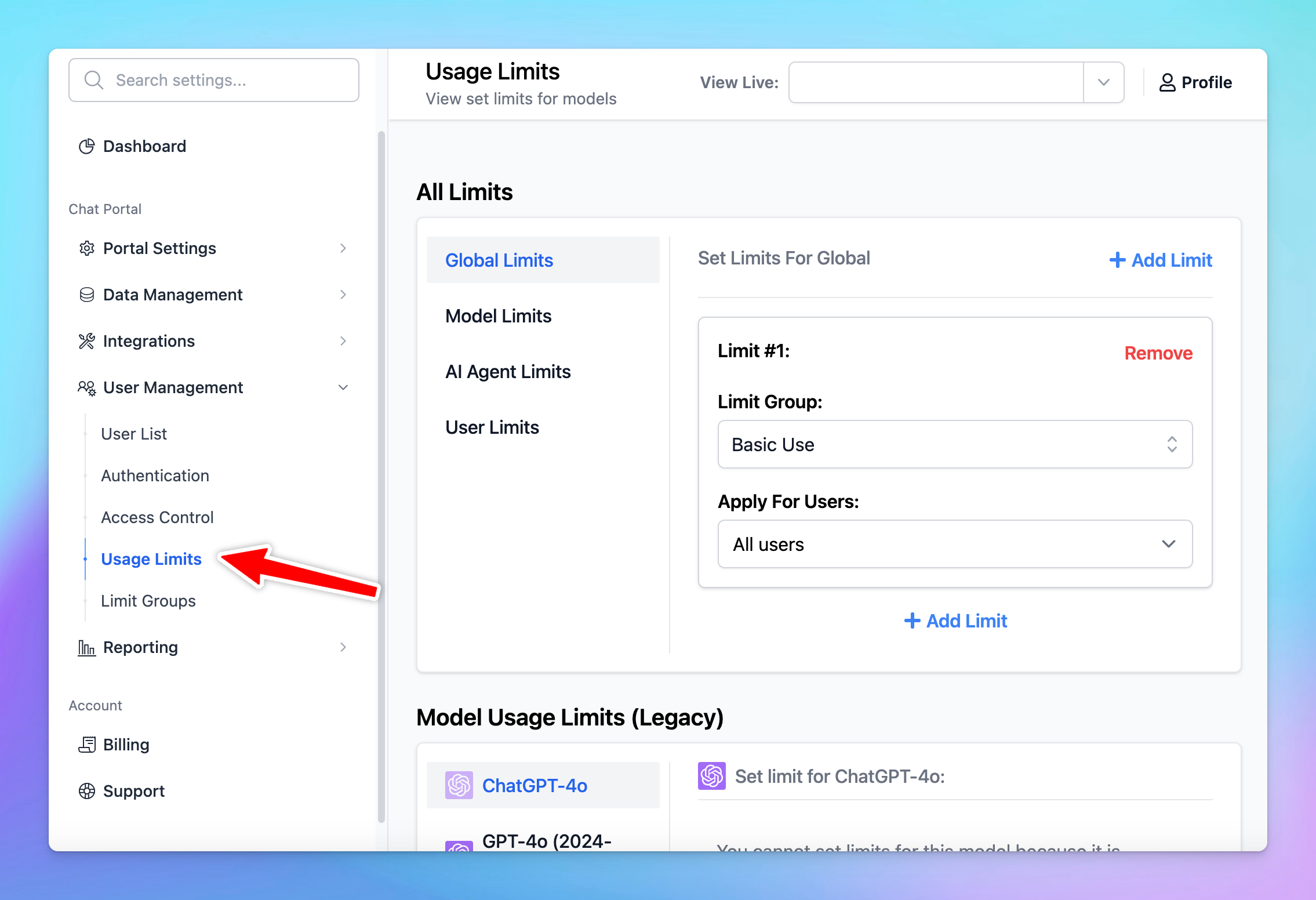 Gain the control over model availability and usage limits