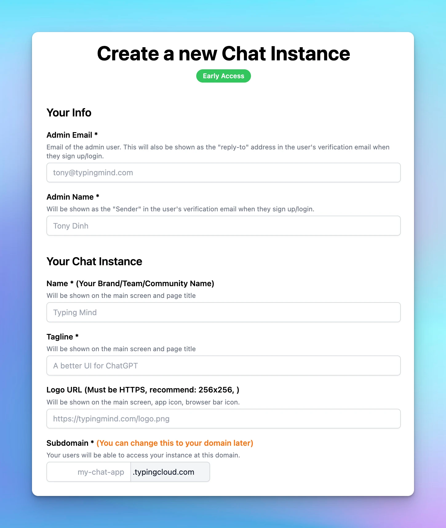 Create a Chat Instance