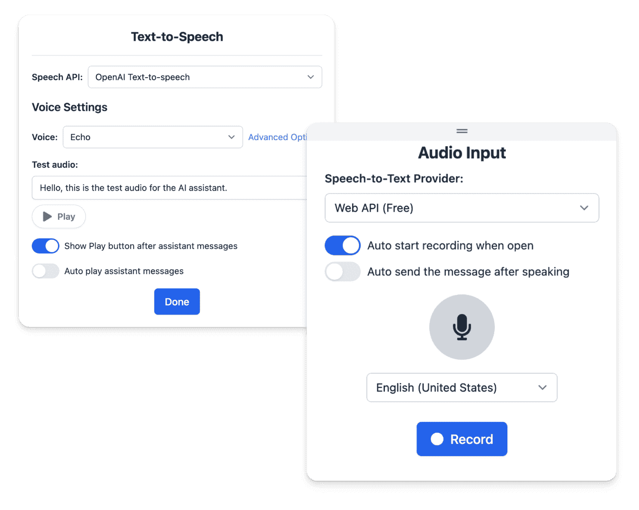 Text-to-speech & Voice input