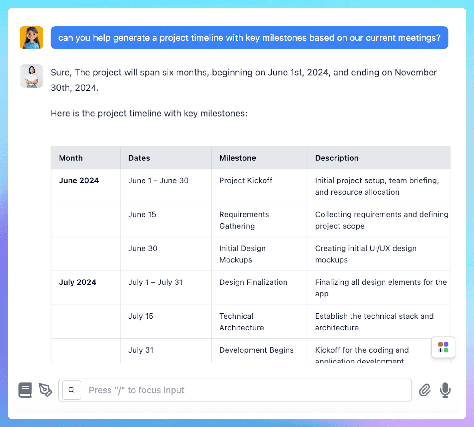 AI agent creates project plans