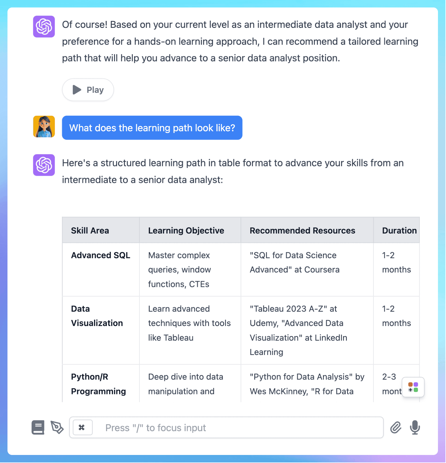 Personalized learning paths