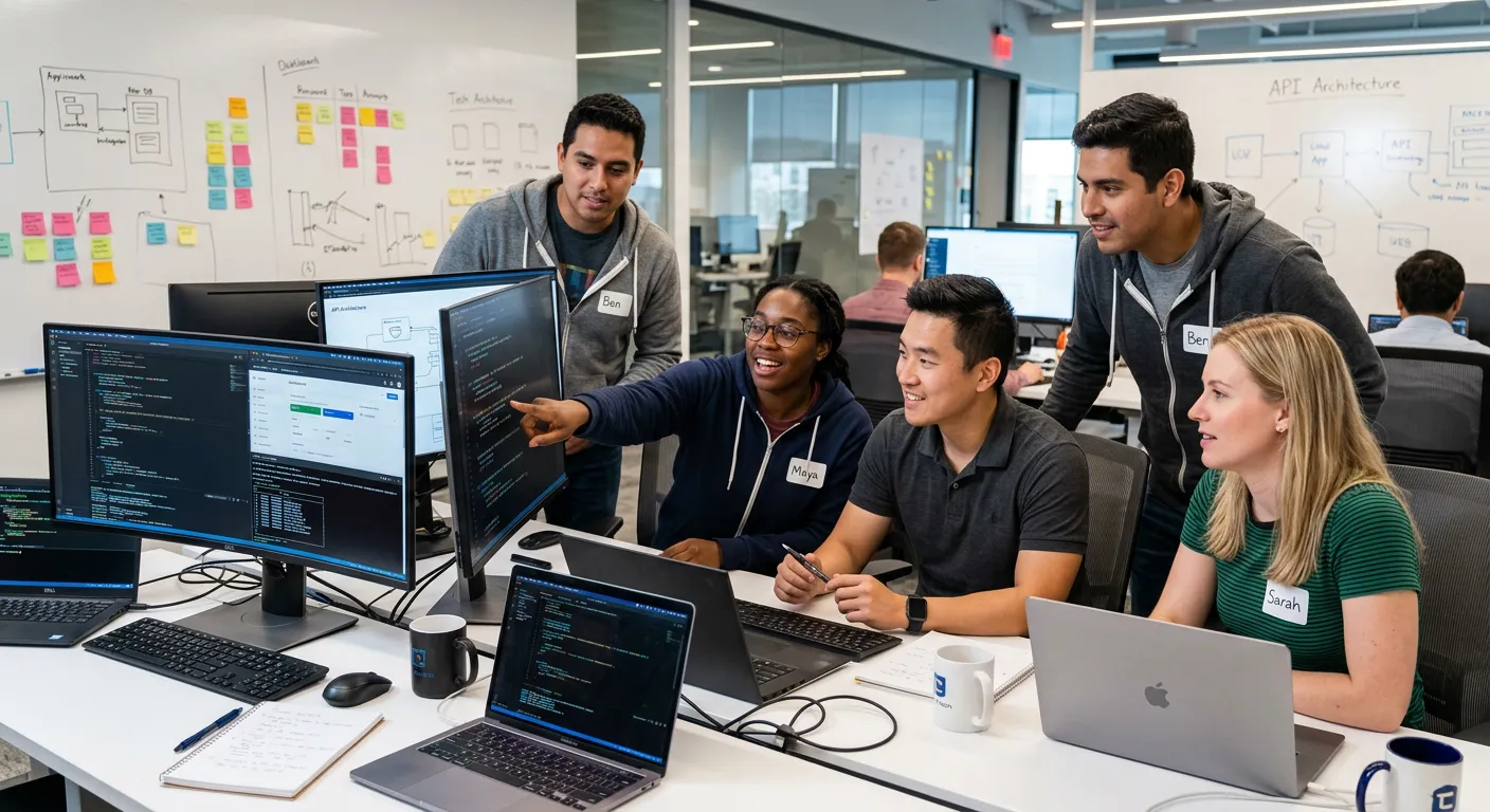 People discussing over laptop